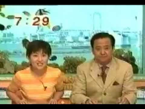 生放送事故　菊間アナ(当時フジ)の転落シーン　腰骨折の瞬間