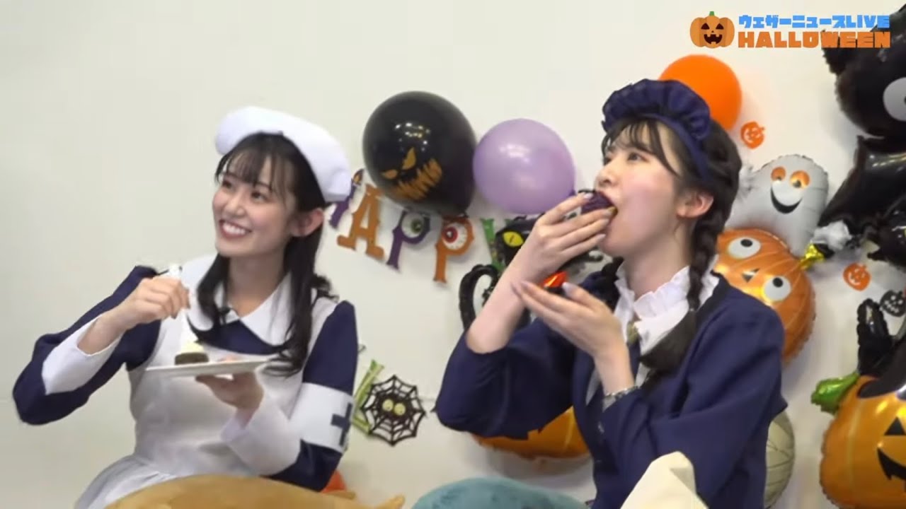 [駒木結衣×青原桃香]フォーク使わずに食べるゆいちゃんとうまもも！をするももぴん