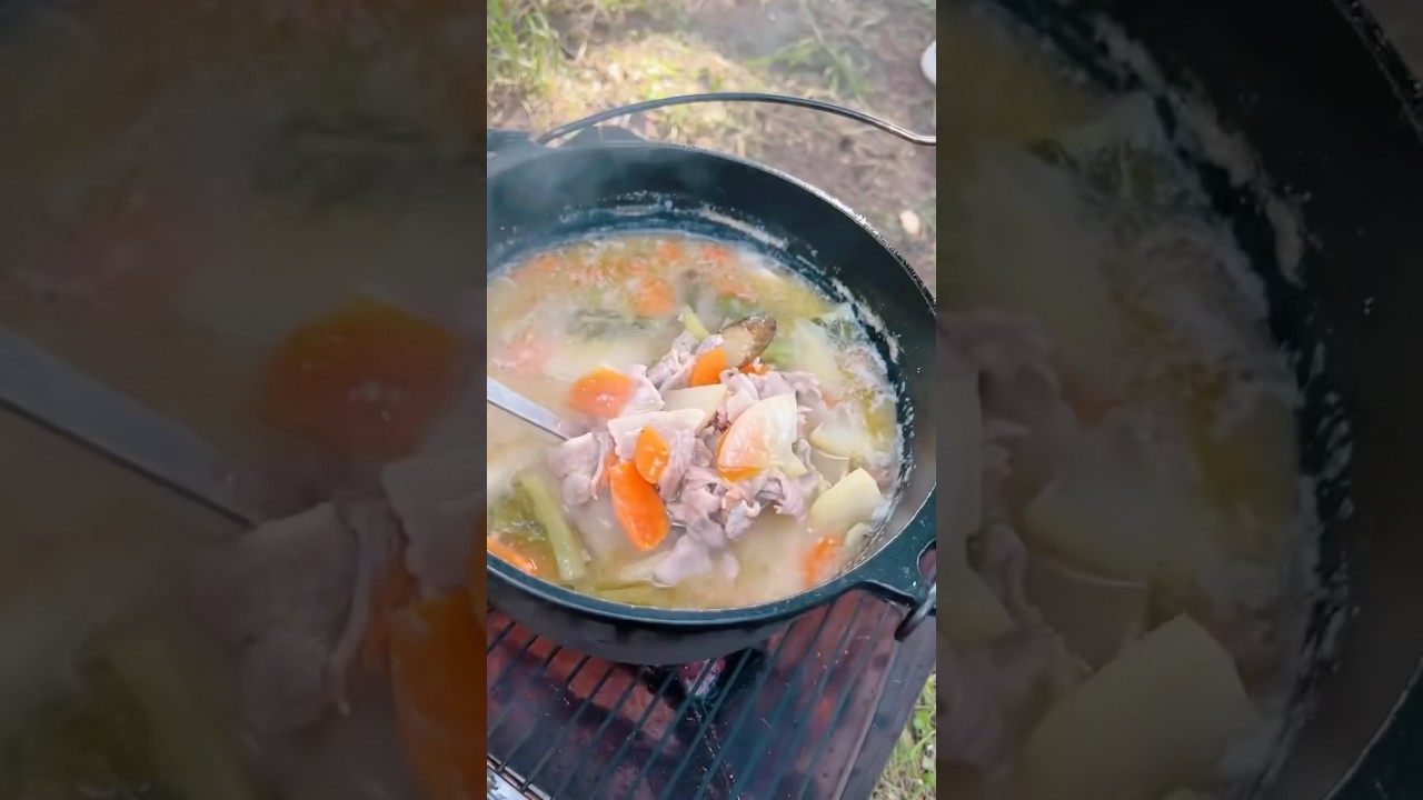 【キャンプ飯③豚汁】#キャンプ #camping #キャンプ料理 #キャンプ飯 #料理男子 #豚汁 #レシピ #アウトドア