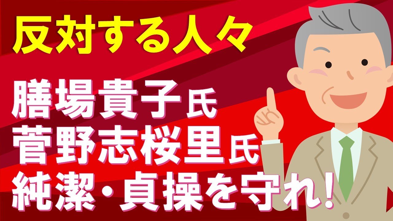 【反対する人々】膳場貴子氏、菅野志桜里氏、純潔･貞操を守れ！