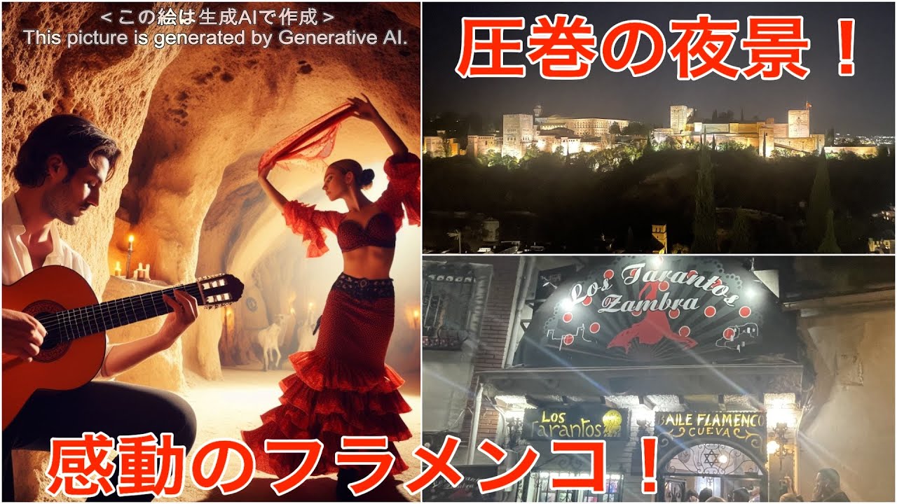 【🇪🇸グラナダ💃洞窟フラメンコ】🤩この踊りとアルハンブラの夜景は絶対に観るべき❗️
