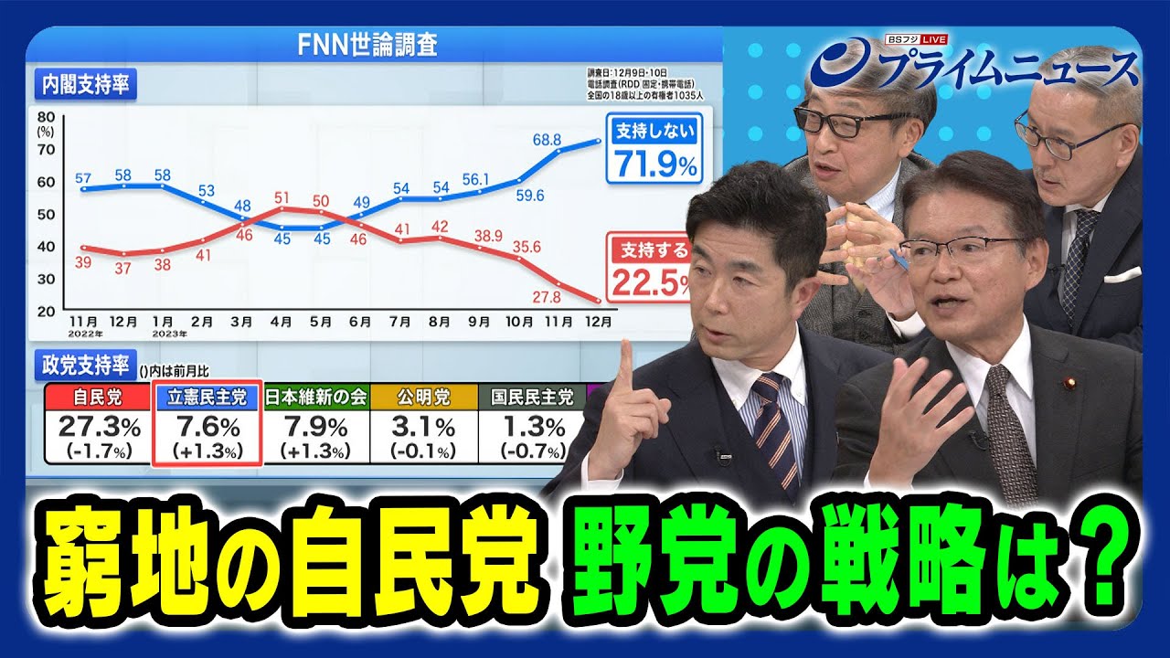 【窮地の自民党】野党の戦略は? 牧原秀樹×長妻昭×山田惠資×久江雅彦2023/12/13放送＜後編＞
