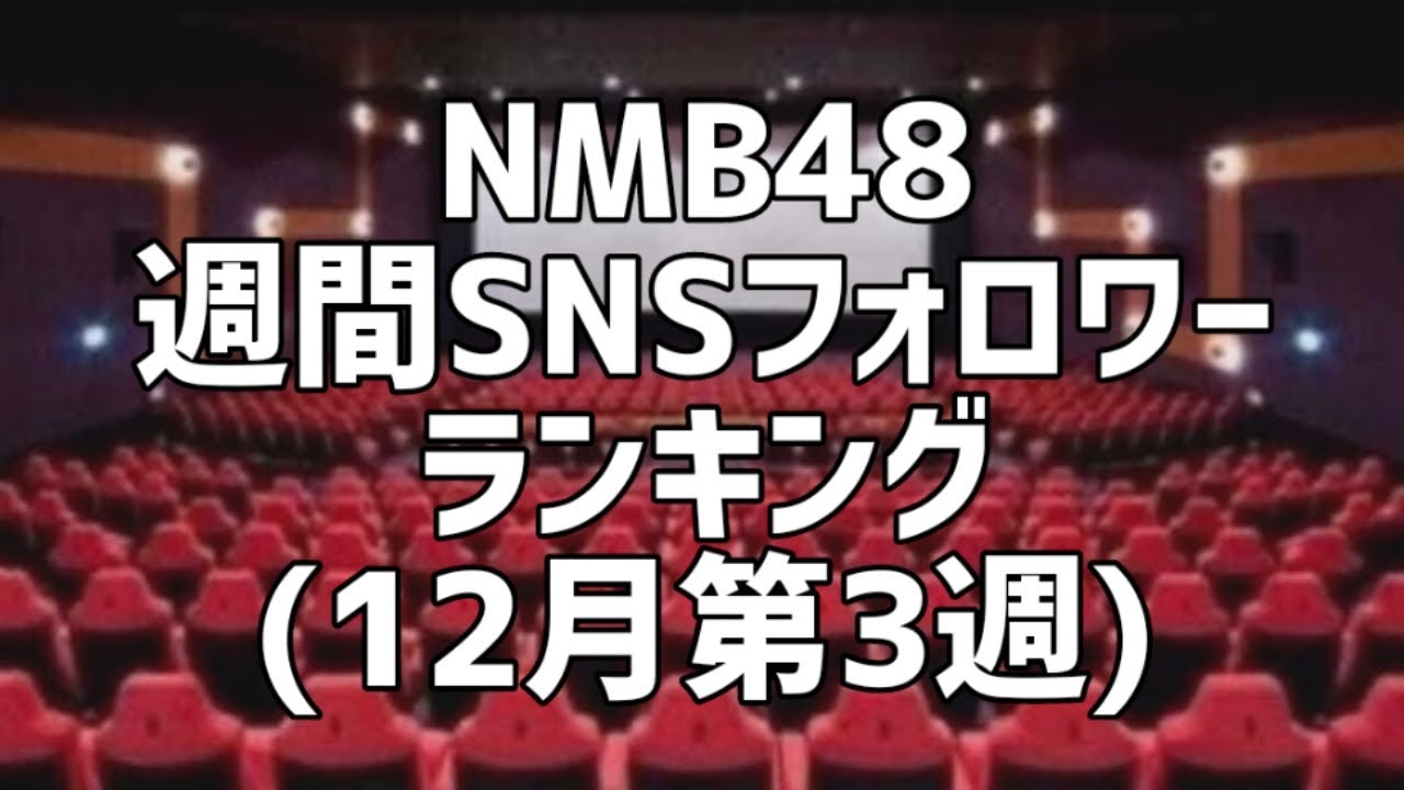 NMB48現役メンバー週間SNSフォロワーランキング(12月第3週)
