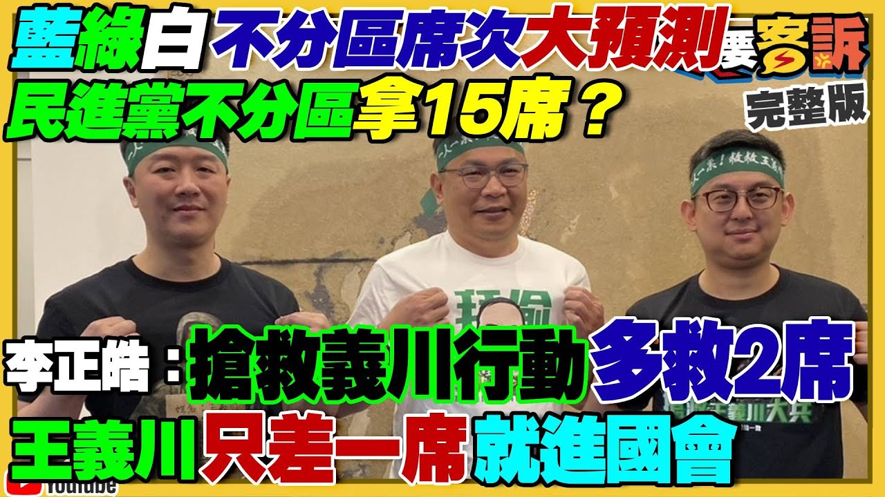 此集必看！#王義川 選前最後一天上政論！新民調：民進黨不分區拿15席？王義川差一席進國會？鋒燦民調／賴35侯27柯22！國民黨操作棄柯保侯失敗？趙少康不吃萊豬吃萊牛！【94要客訴】2024.01.02