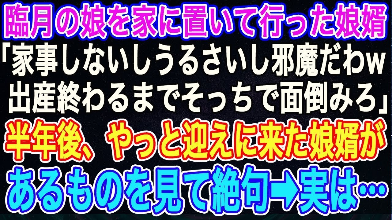 【スカッと総集編】臨月の娘を我が家に置き去りにした娘婿「家事もしないし邪魔だ！母親なんだから出産終わるまで面倒みろよ」私「えぇ。もちろんよ！」半年後、迎えに来た娘婿はあるものを見て絶句→結果【修羅場】