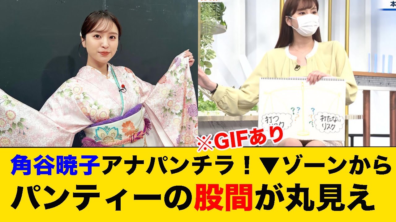 角谷暁子アナ、パンチラ！▼ゾーンからパンティーの股間が丸見え　※GIFあり