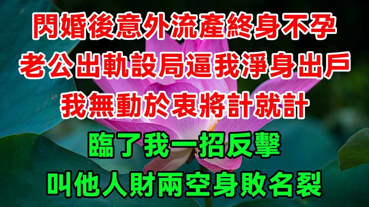 閃婚後意外流產終身不孕，老公出軌按摩女，設局逼我淨身出戶，我無動於衷將計就計，臨了我一招反擊，叫他人財兩空身敗名裂 | 蝴蝶家庭說 #落日溫情 #淺讀人生 #幸福人生 #為人處世 ##情感故事