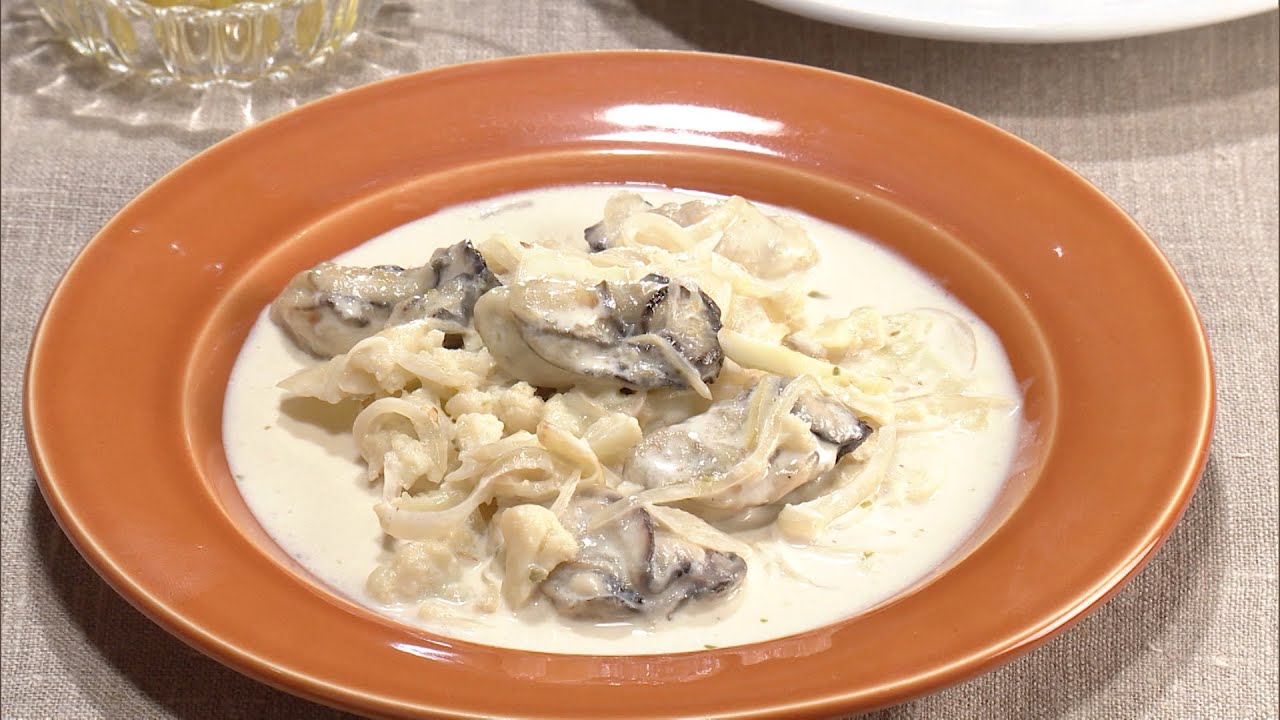 【3分クッキング公式】かきとカリフラワーの柚子こしょうクリーム煮