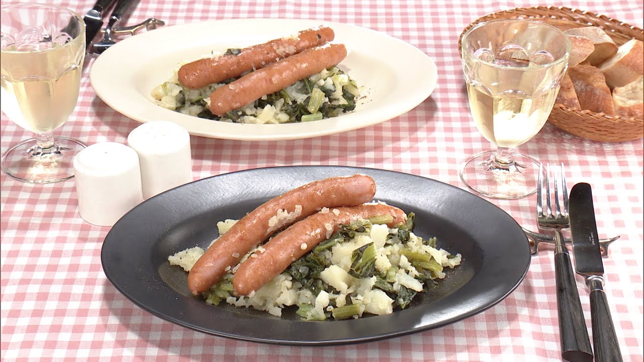 【3分クッキング公式】ソーセージ＆小松菜ポテトの蒸し煮