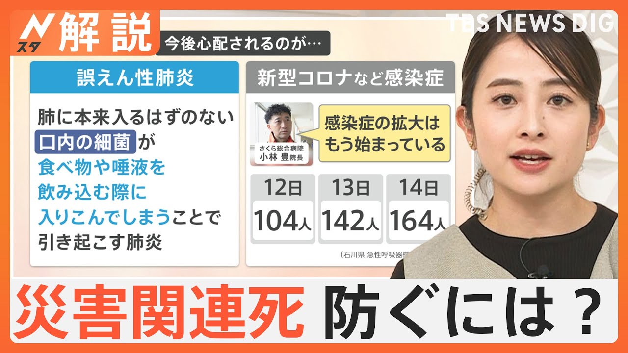 災害関連死が今後急増か？今、避難所で警戒すべき病気とは　能登半島地震から2週間【Nスタ解説】｜TBS NEWS DIG