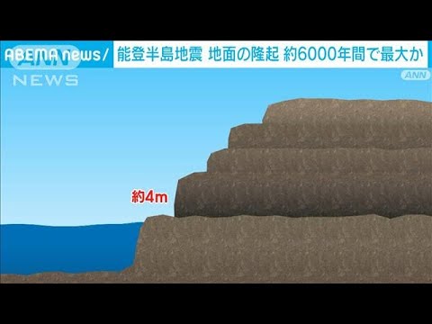能登半島地震で起きた地面隆起 6000年間で最大か(2024年1月16日)