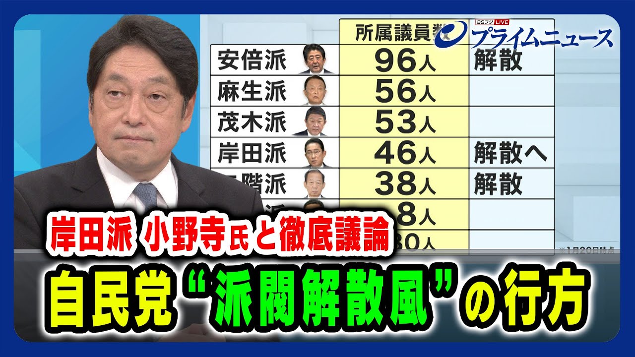 【岸田派 小野寺氏と徹底議論】 岸田首相“派閥解散”の行方は... 小野寺五典×久江雅彦×田﨑史郎 2024/1/22放送＜前編＞