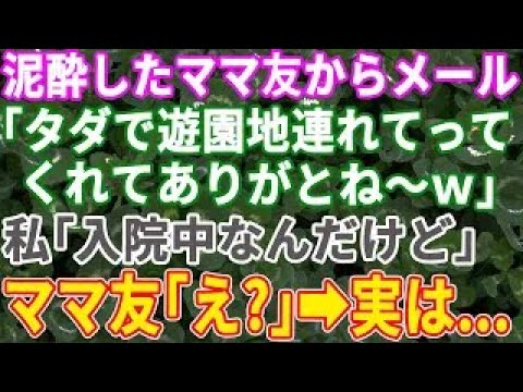 【スカッと総集編】昼から呑んでる私のママ友「遊園地タダで連れてってくれてありがとね〜w」→私「いや、入院中なんだけど」【修羅場】