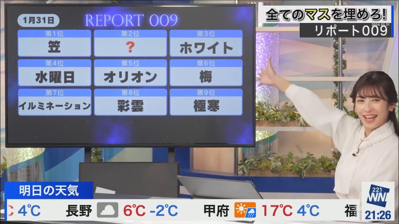 マスを埋めろ(2024/01/31水)山岸
