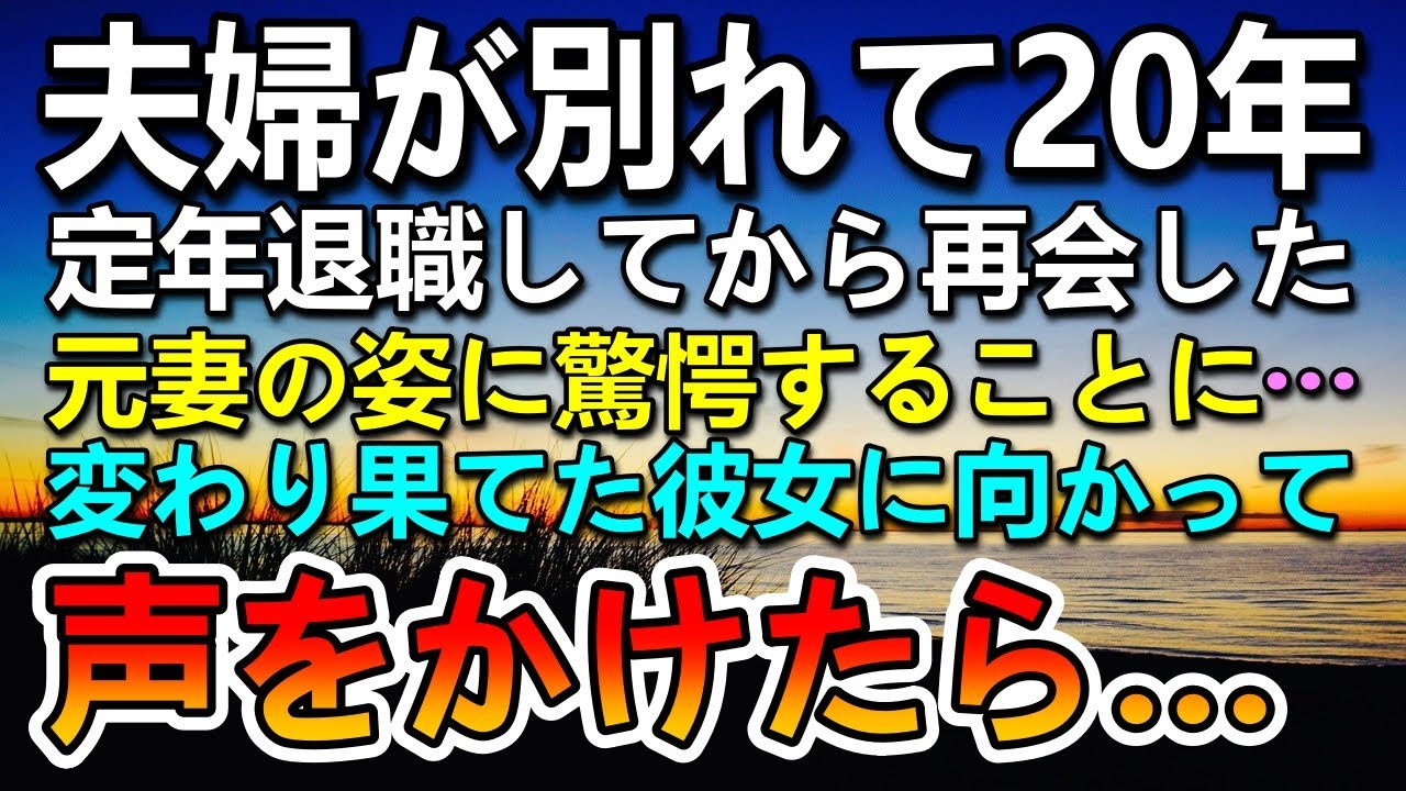 【感動する話】妻と別れて20年が経ち定年退職した後思わぬ場所で彼女と再会。その姿を見て驚愕し思わず声をかけたら…【泣ける話】【いい話】