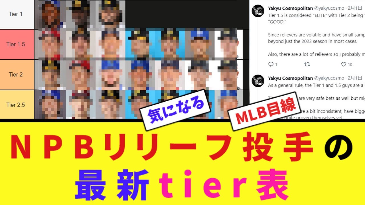 NPBリリーフ投手の最新tier表【2ch反応集】