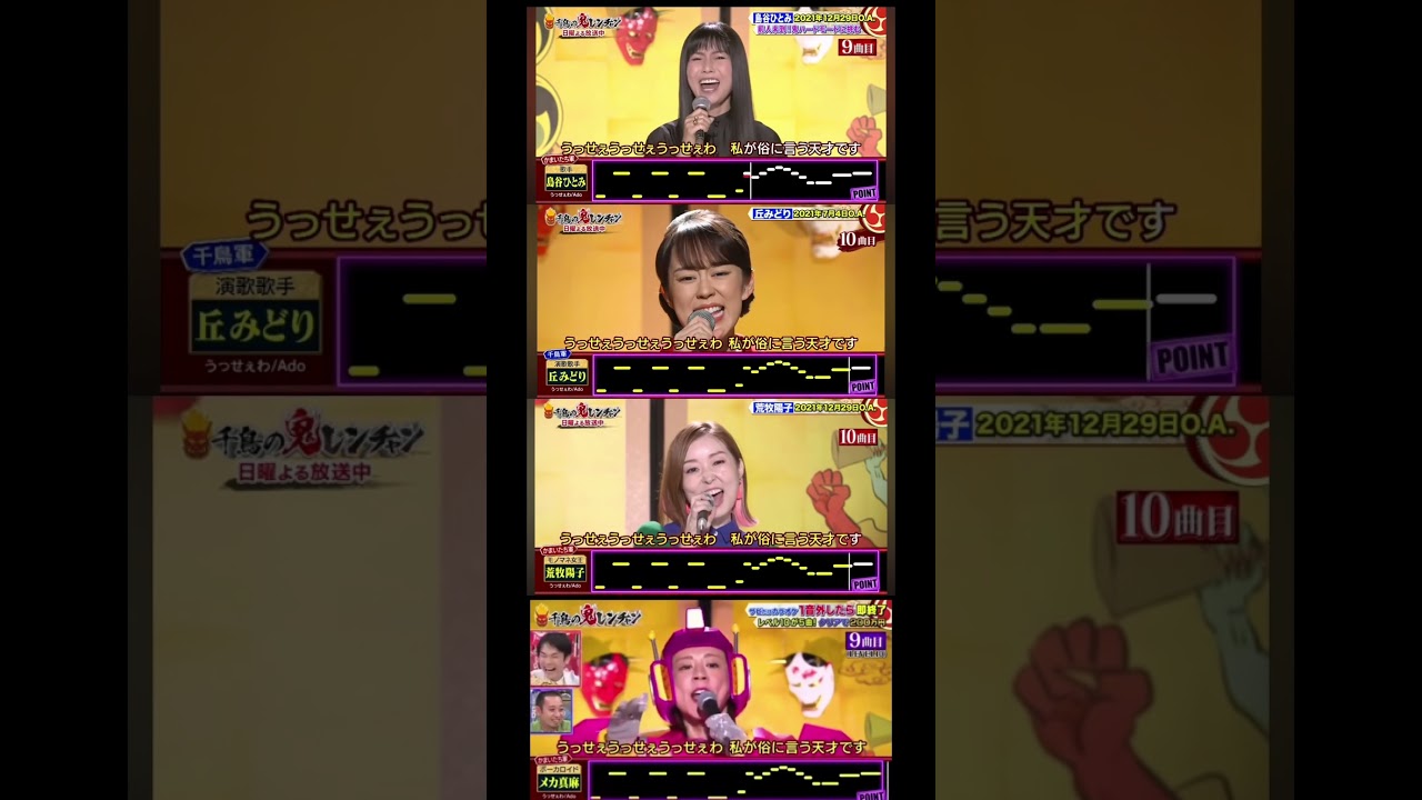 千鳥の鬼レンチャン Ado 「うっせぇわ」 島谷ひとみ 丘みどり 荒牧陽子 メカ真麻 #千鳥の鬼レンチャン #うっせぇわ #Ado