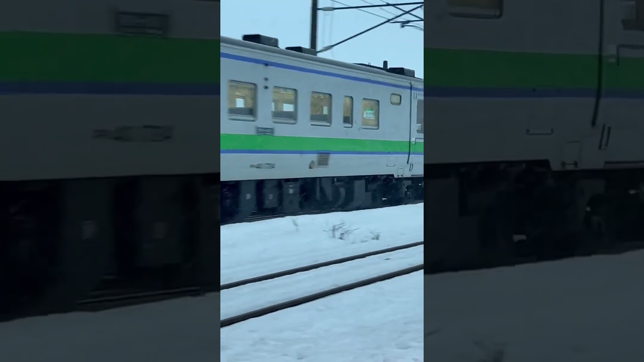 2024/2/15日の普通列車921Dはキハ54系とキハ40北海道色の2両編成でした。［@JR北海道函館本線］ #キハ40 #キハ54系 #JR北海道 #函館本線 #踏切