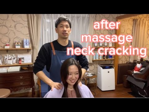 ヘアカット後のマッサージと首ポキ