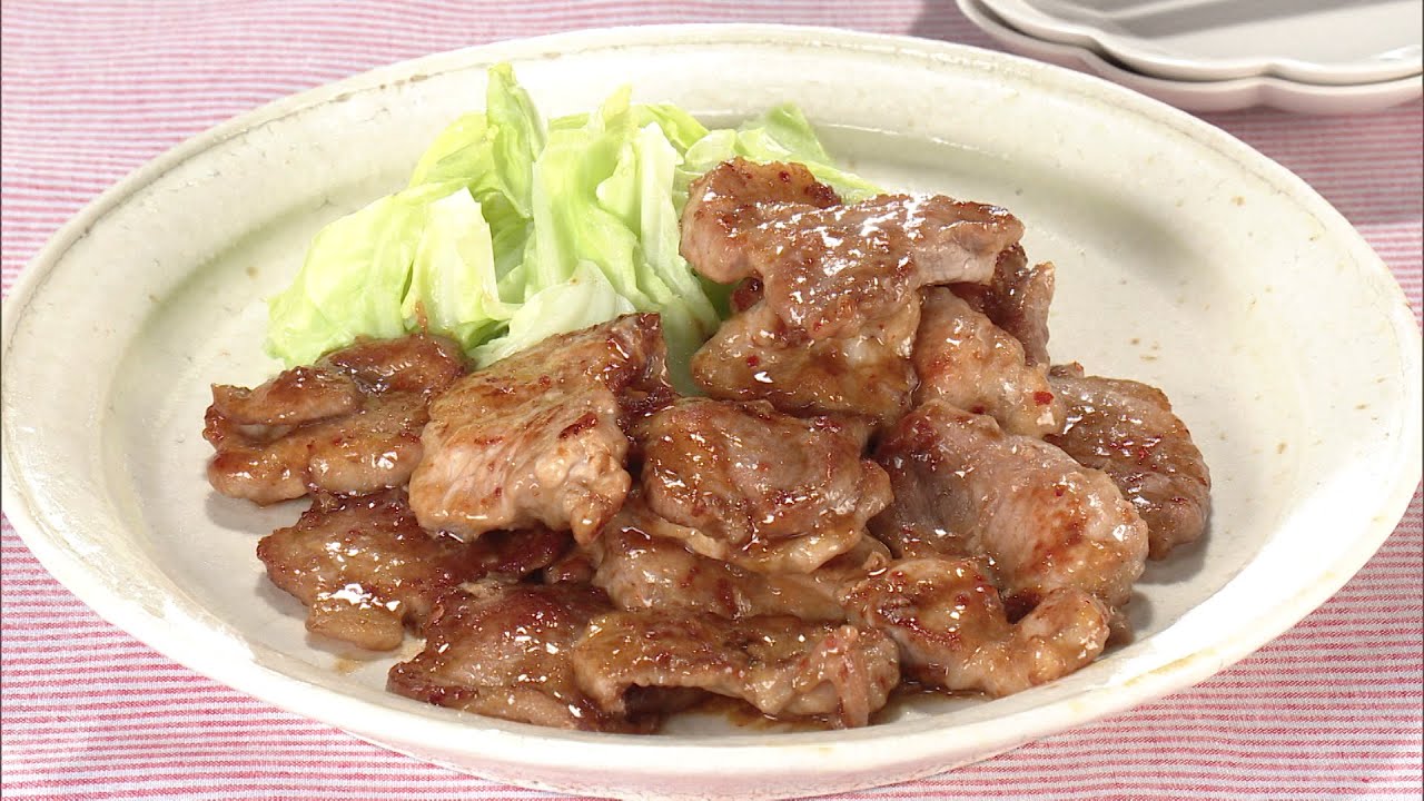 【3分クッキング公式】豚もも肉の甘辛焼き　レンチン春キャベツ添え