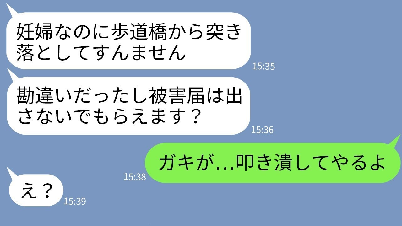 【LINE】産婦人科帰りの臨月の私を歩道橋から突き落とした謎の女「泥棒猫が子供産むな！」→勘違いで破水までさせたクズに本気の制裁を下した結果www【総集編】
