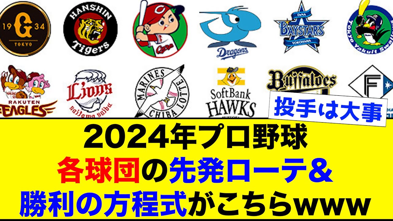 【まとめ】2024年プロ野球、各球団の先発ローテ＆勝利の方程式がこちらwww【なんJ反応集】