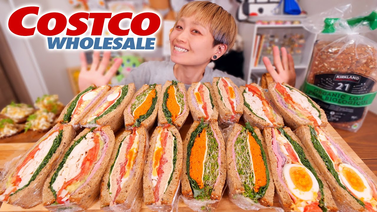 【大食い】コストコで美味いパン見つけたからおしゃれ風のサンドイッチをキメるわ。”カークランド 21穀 オーガニック 食パン”【モッパン】【MUKBANG】