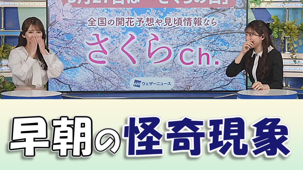 【#魚住茉由 & #小川千奈】早朝のスタジオで怪奇現象【#ウェザーニュースLiVE #切り抜き】