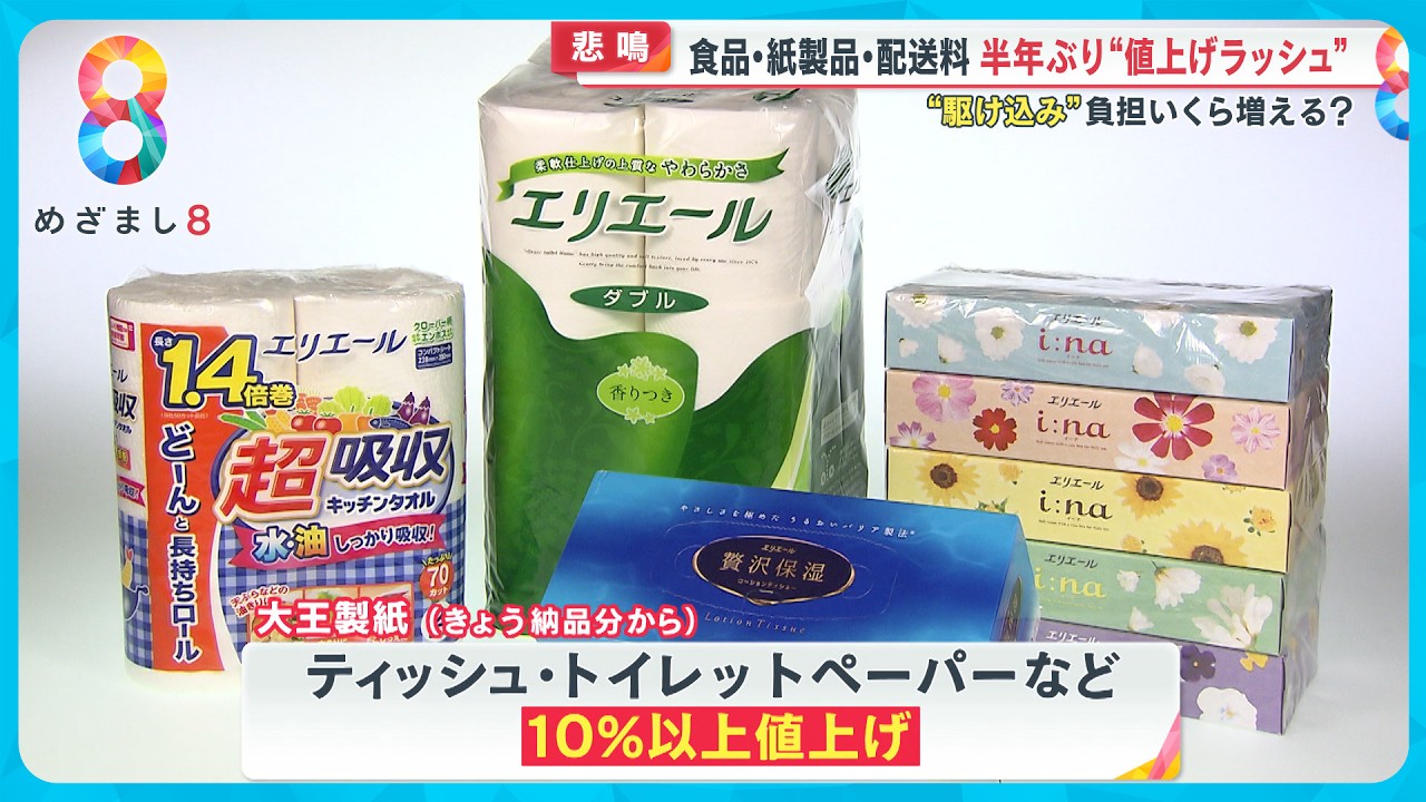 【悲鳴】半年ぶり値上げラッシュ2806品目 試算“年6万円負担増”専門家「値上げは永久的に…」【めざまし８ニュース】