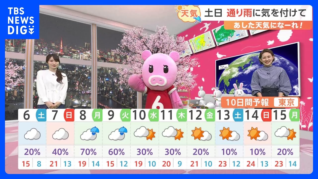 【4月6日 関東の天気】土日 通り雨に気を付けて｜TBS NEWS DIG