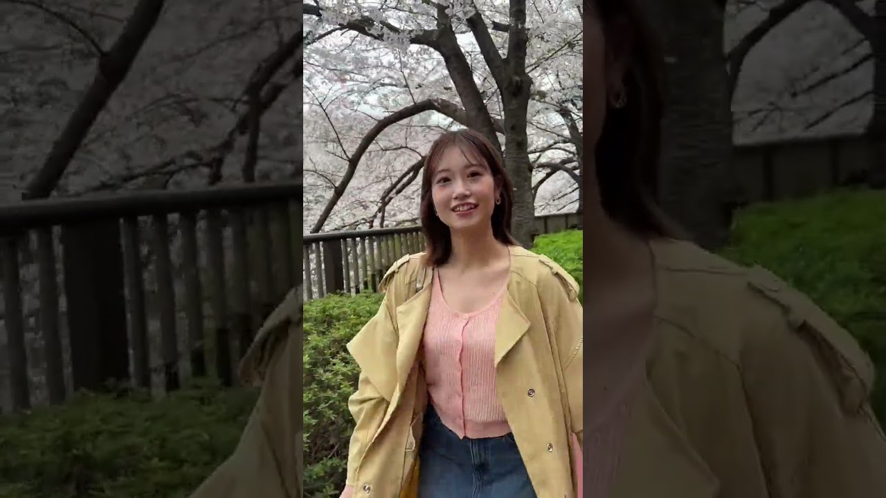 元HKT48 朝長美桜 田島芽瑠 #桜 #目黒川 #ユニクロコーデ