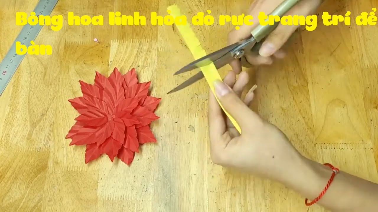 Bông hoa linh hỏa đỏ rực trang trí để bàn