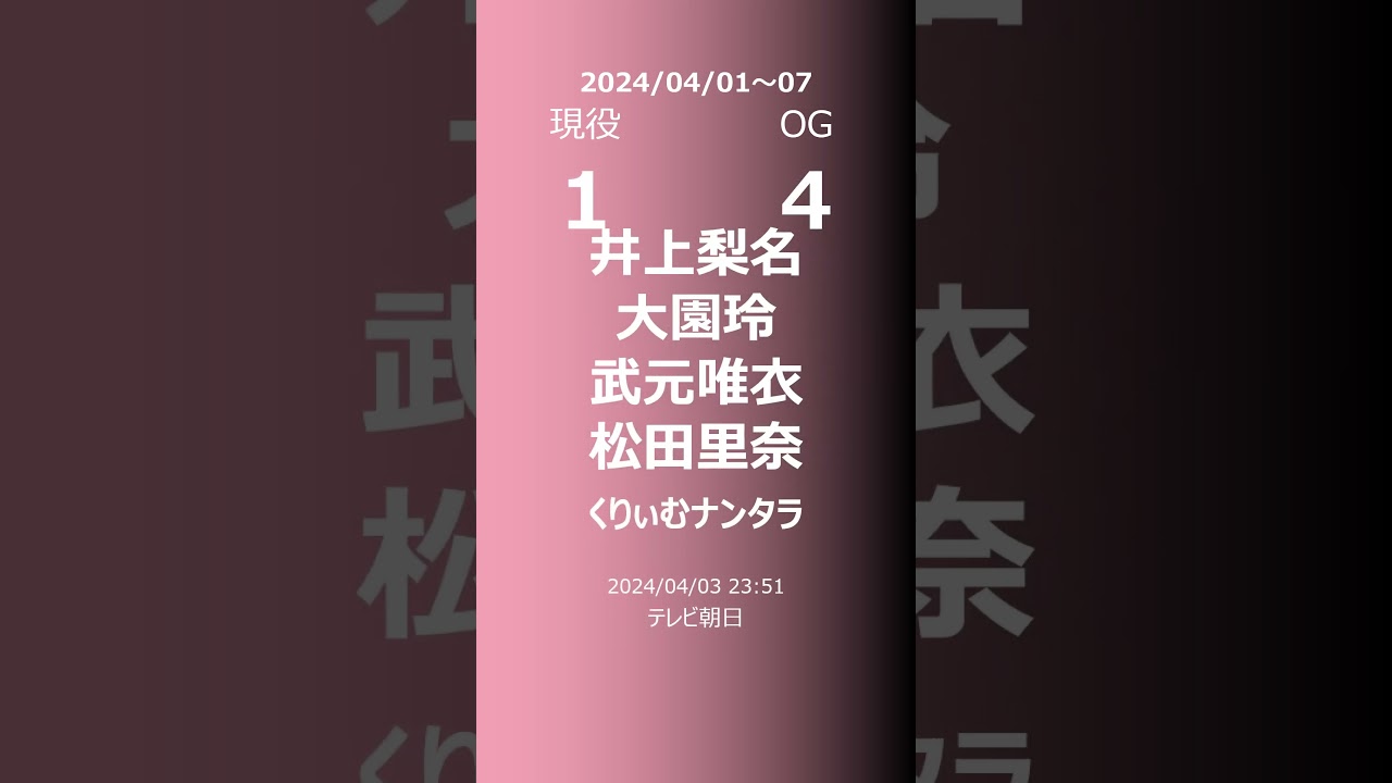 【今週の櫻坂】現役・OG 2024/04/01～07 #shorts #櫻坂46 【番組出演】