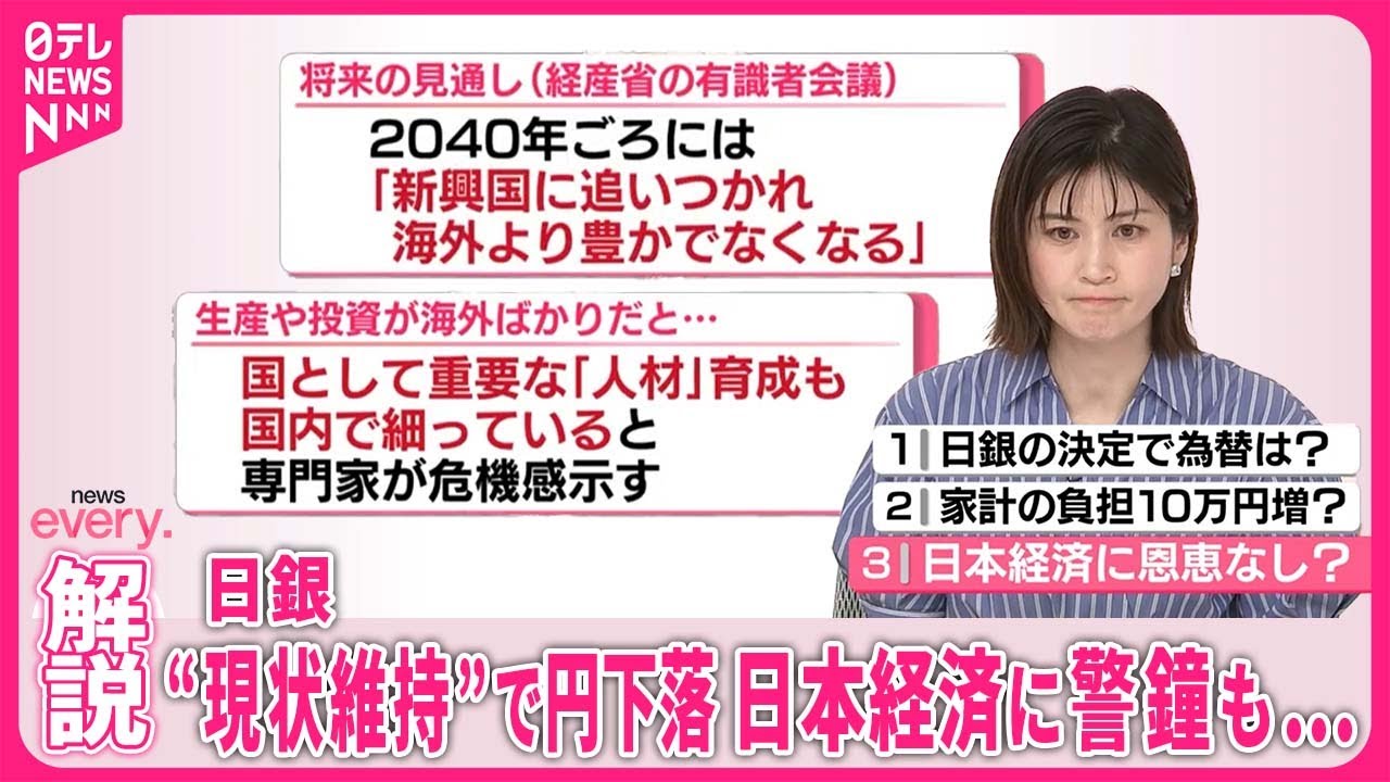 【解説】日銀“現状維持”で円下落  “物価上昇率に大きな影響なし”？「円安」によるデメリットとは　日本経済に警鐘も…