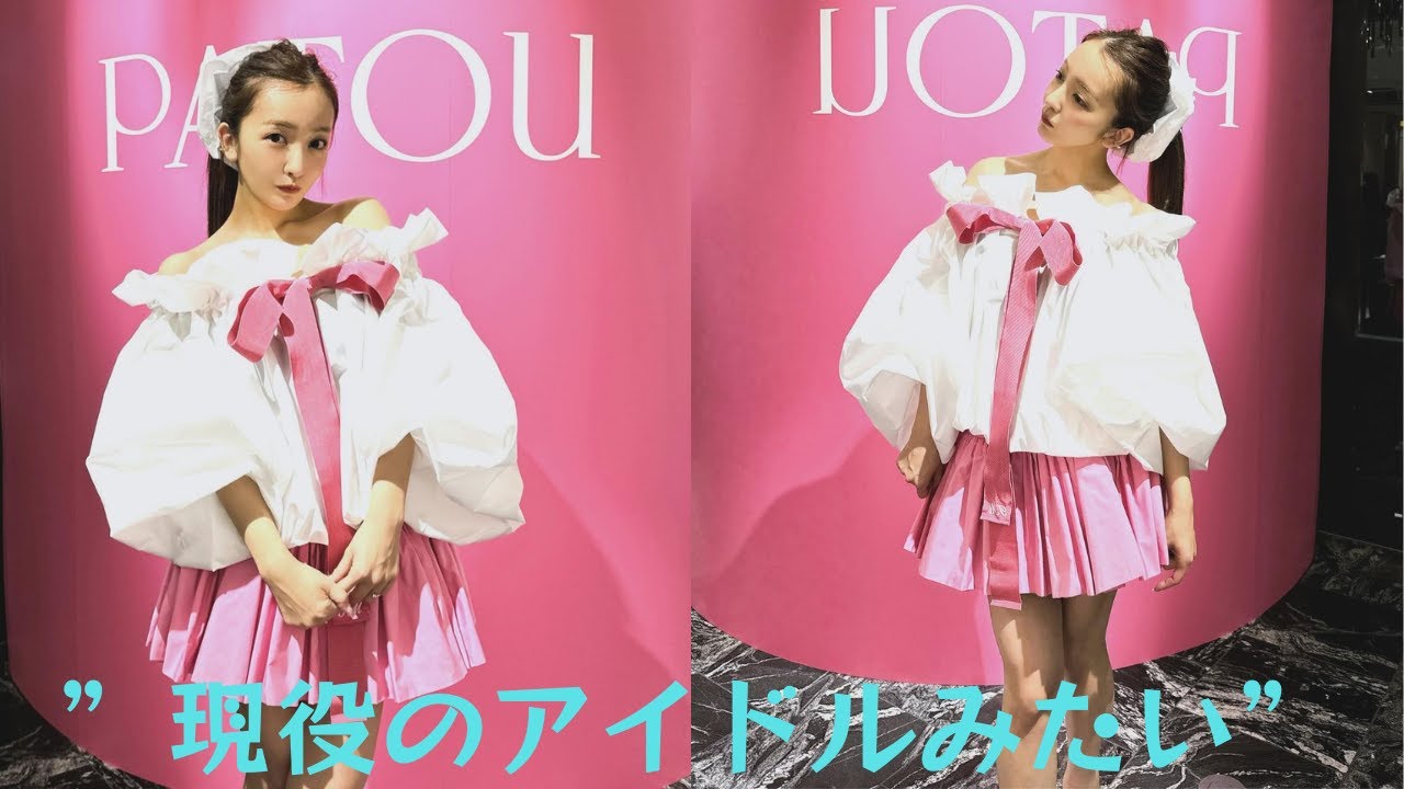 板野友美、オフショルダーのブラウス×ピンクのミニスカコーデ披露