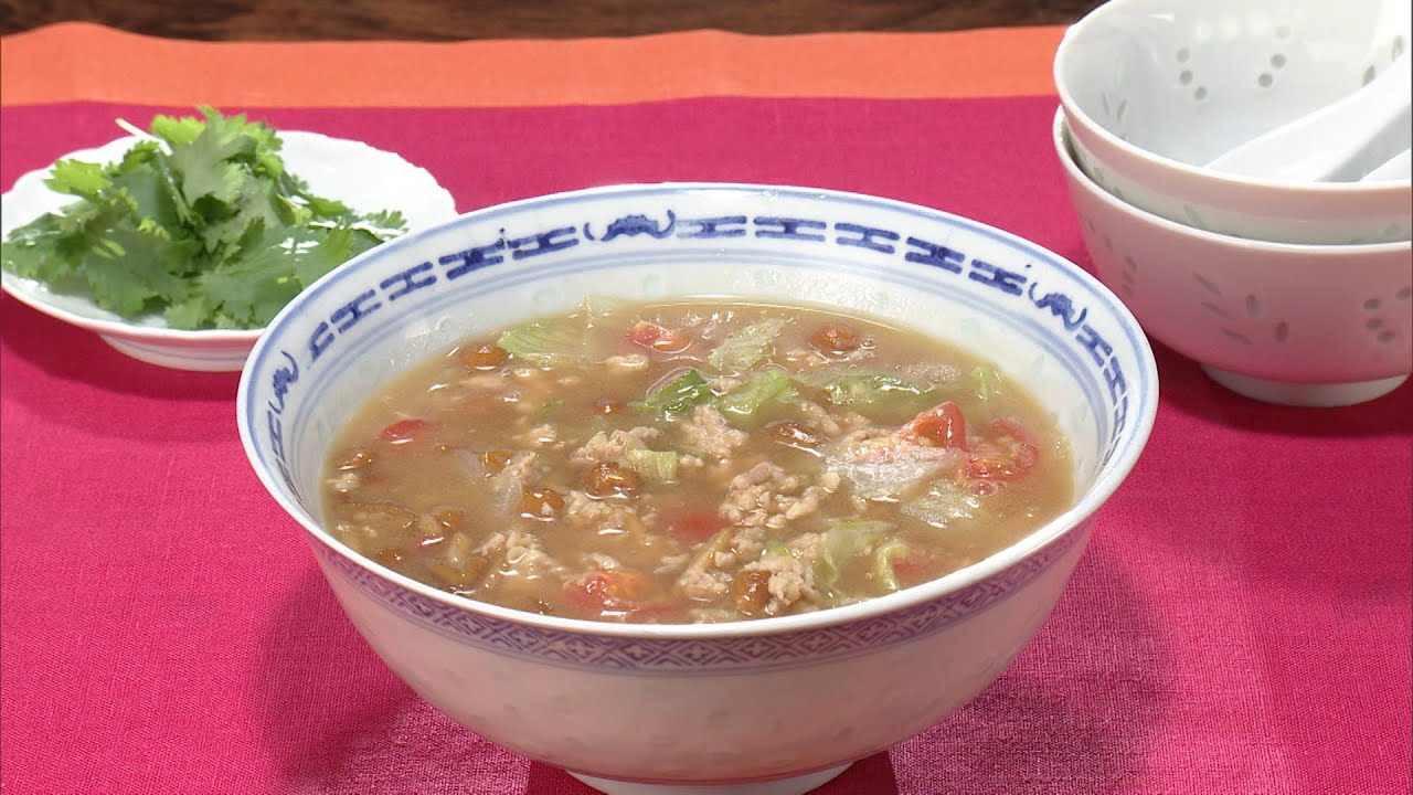 【3分クッキング公式】なめこの梅サンラータン