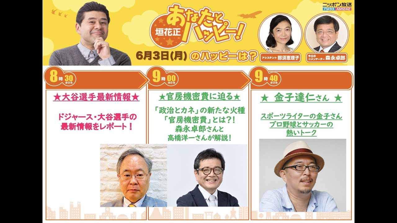 20240603 森永卓郎、高橋洋一コンビ　①定額減税 官邸HPなどでアピール　② 配偶者控除の見直し論相次ぐ　「官房機密費」について　垣花正あなたとハッピー！   ニッポン放送   radiko