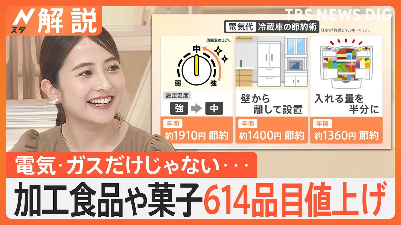 電気・ガスだけじゃない…加工食品や菓子614品目も値上げ、炊飯器・エアコン・冷蔵庫の電気代節約術【Nスタ解説】｜TBS NEWS DIG