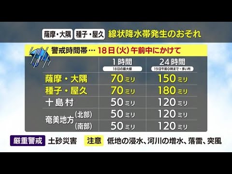 今後の雨の降り方は？　気象予報士が解説　九州南部　線状降水帯発生のおそれ (24/06/18 00:20)