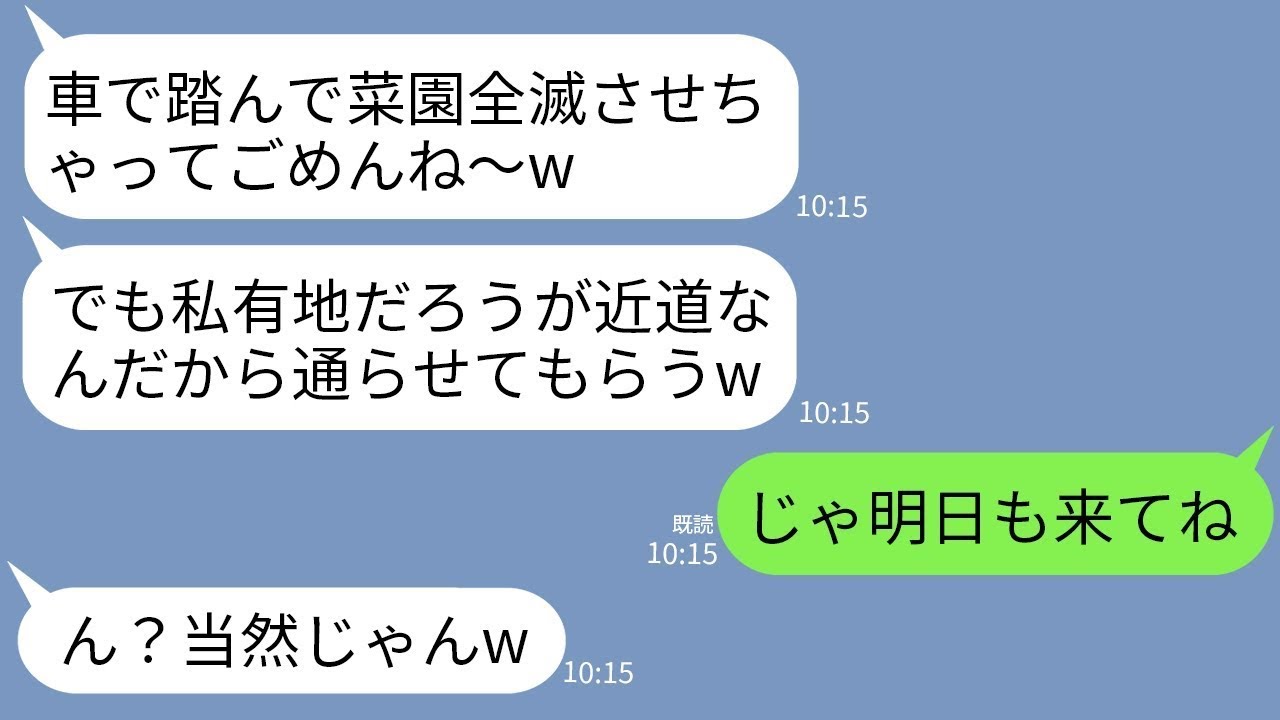 【LINE】うちの私有地の菜園を毎朝近道にして車で踏み散らしていく近所のDQNママ「ちょっと通っただけで騒ぐなw」→翌日、巨大な落とし穴を掘って生セメント入れといた結果www