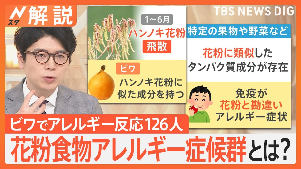 花粉食物アレルギー症候群とは？ 給食のビワ食べ… 小･中学校の126人がアレルギー反応【Nスタ解説】｜TBS NEWS DIG