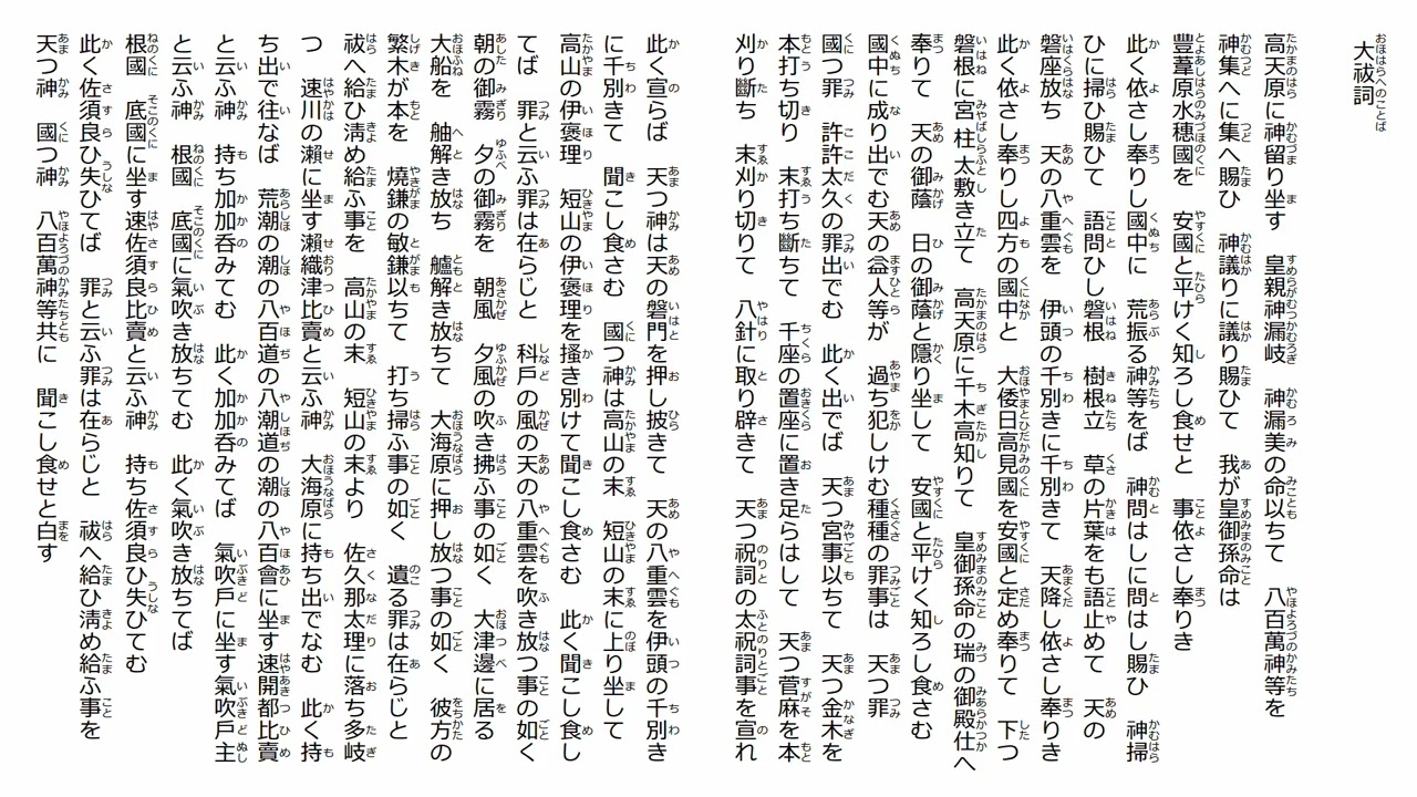 天平時代の発音　#音韻論 #言語学 #大祓詞