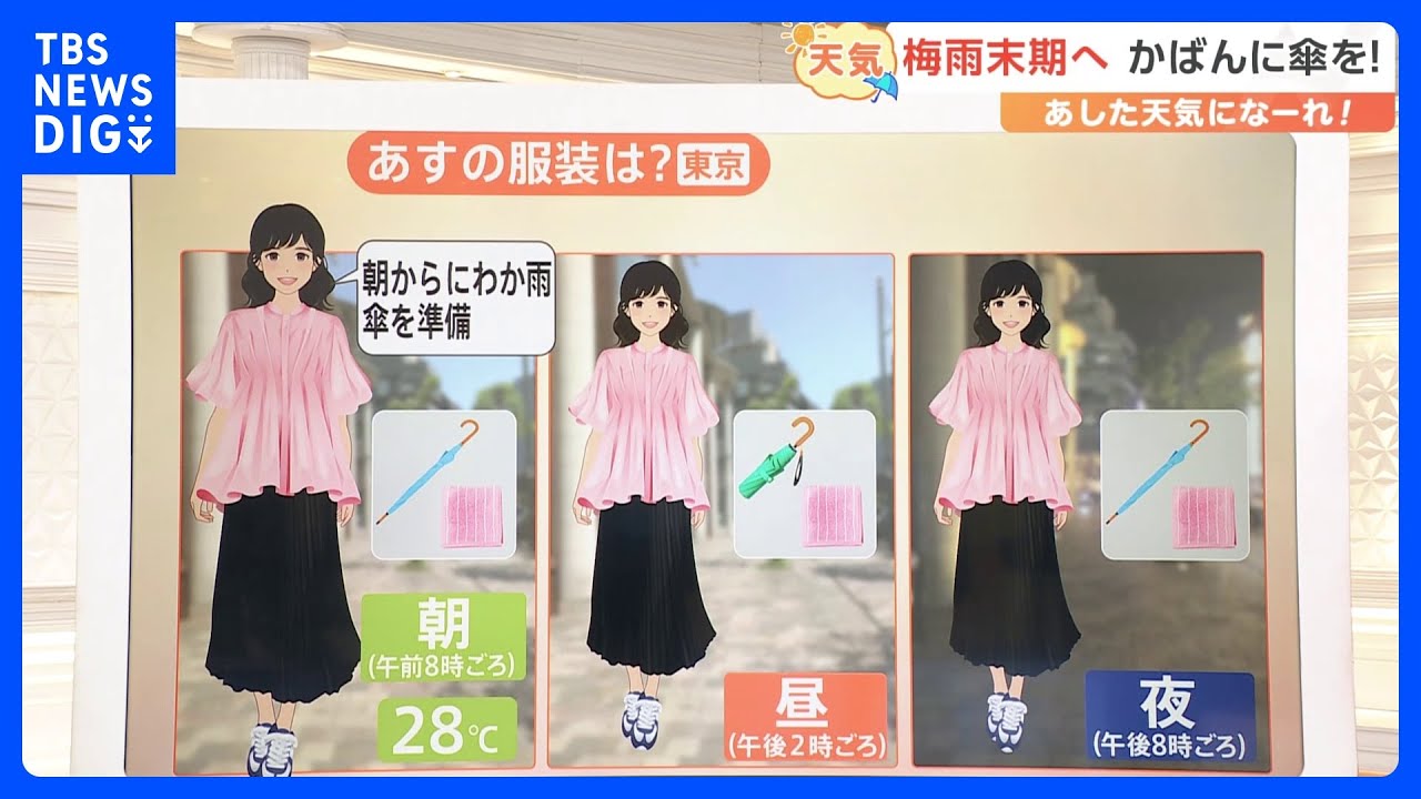 【7月11日 関東の天気】梅雨末期へ かばんに傘を!｜TBS NEWS DIG