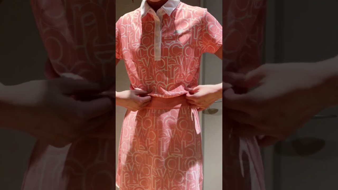 田﨑さくらのゴルフファッション　サーモンピンクでかわいらしく💖＃ゴルフファッション＃セントフォースゴルフクラブ＃田﨑さくら＃ゴルフ＃ゴルフ女子＃golf