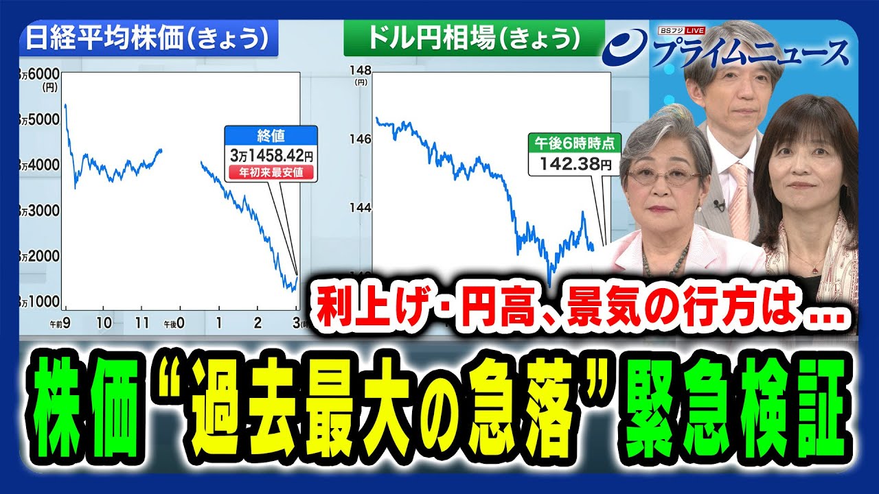 【過去最大の株価急落】日銀利上げと円高急伸 市場急転の理由と日本経済の行方 荻原博子×中空麻奈×加谷珪一 2024/8/5放送＜前編＞