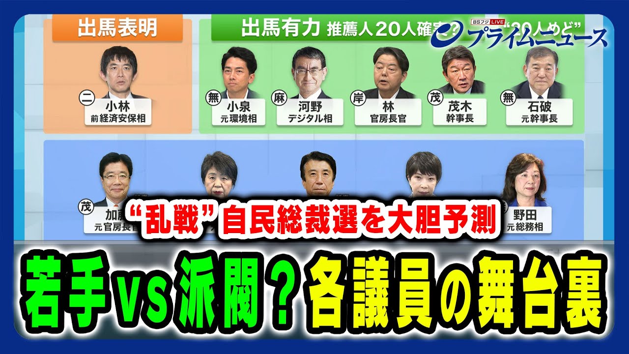 【乱戦模様の自民党総裁選】中堅・若手代表vs派閥の論理とは？出馬に向けた舞台裏 田﨑史郎×久江雅彦×岩田明子2024/8/20放送＜前編＞