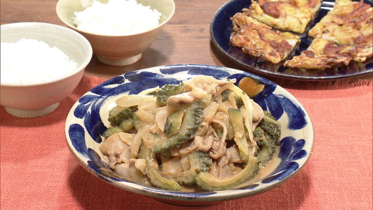 【3分クッキング公式】ゴーヤと豚肉のごまみそ煮／ゴーヤのワタ焼き