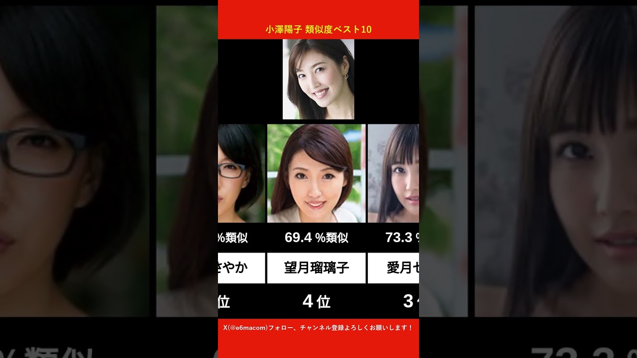 小澤陽子に似てるAV女優ベスト10 【AI解析】