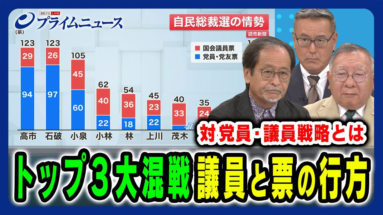 【総裁選トップ3大混戦の行方】9候補の対党員・議員戦略、そして票の動きは 伊藤惇夫×岩井奉信×久江雅彦2024/9/17放送＜前編＞