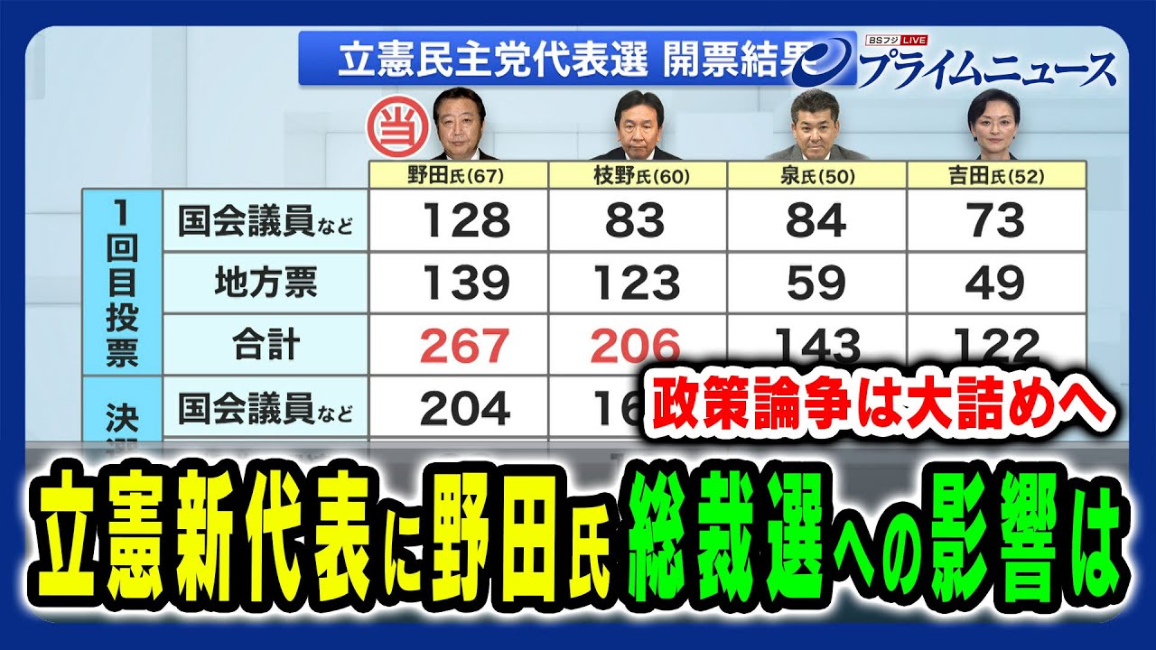 【野田新体制でどうなる】立憲代表選に決着、総裁選政策論争は大詰めへ 森本敏×後藤謙次×中北浩爾2024/9/23放送＜前編＞